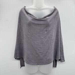 HEATHER Women's Linen Blend Oversized Sweater One Size Dusty Gray Coastal Dolman